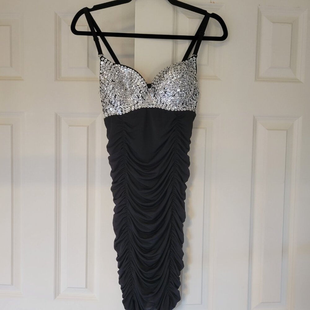 Silver sequence cocktail dress